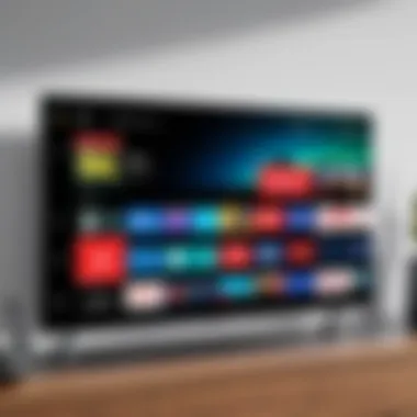 Android TV Interface Overview A sleek Android TV interface displaying popular movie applications