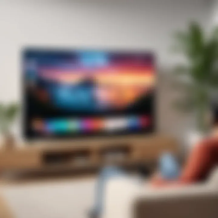 A person enjoying a TV show on an iOS device