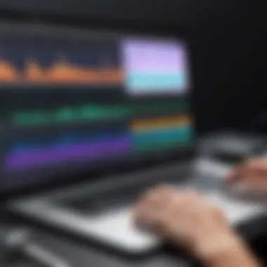 Podcast Editing Session Screenshot of a podcast editing session with audio waveforms visible.