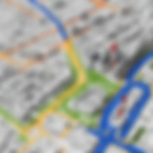 A detailed map overlay showcasing new navigation features in Google Maps