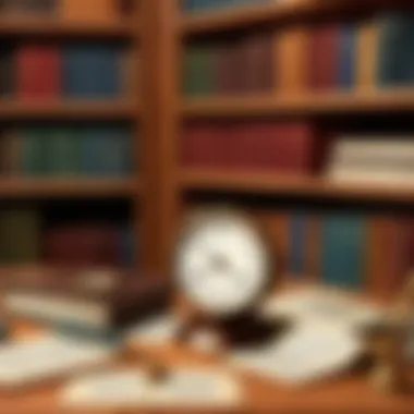 Vintage Library Objects to Discover A detailed close-up of various objects to find in a hidden object game set in a vintage library.