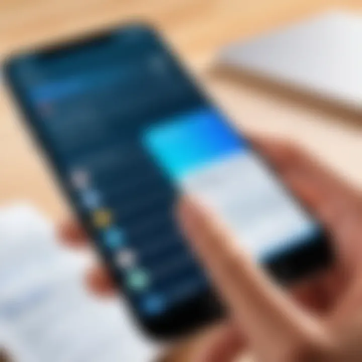 User accessing multitasking options on iPhone