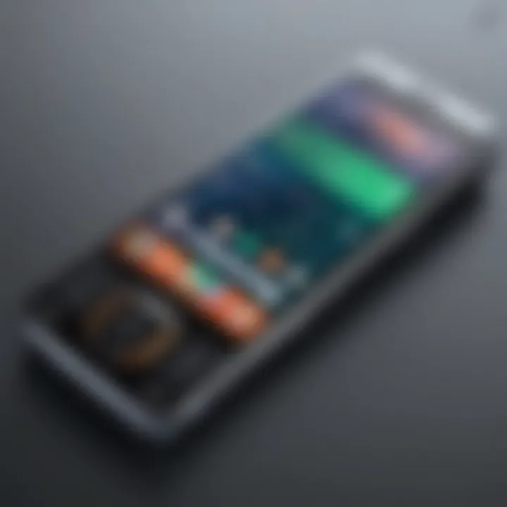 Close-up of the interface and functionalities of an Android flip phone