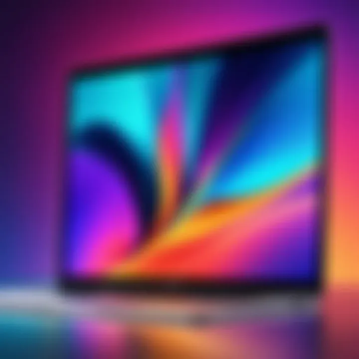 Colorful abstract live wallpaper on a Mac desktop