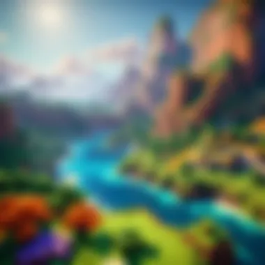 Vibrant Minecraft Landscape on PC Minecraft gameplay on a computer showcasing a vibrant landscape