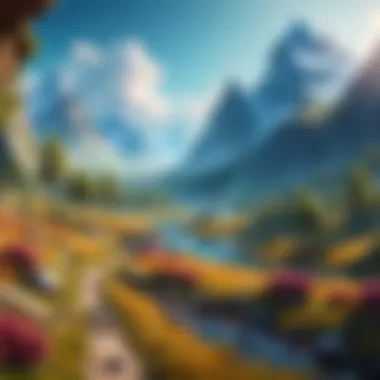 Fantasy Offline Game Landscape A captivating scene from a fantasy offline game showcasing vibrant landscapes.