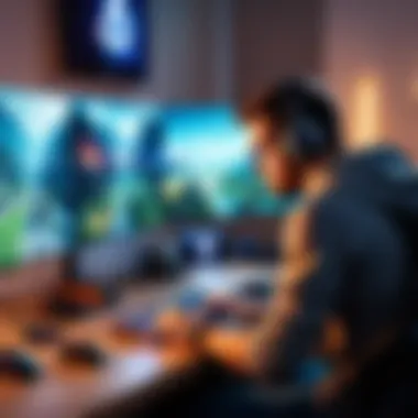 Immersive Offline Gaming Experience A gamer immersed in gameplay, emphasizing the experience of offline gaming.