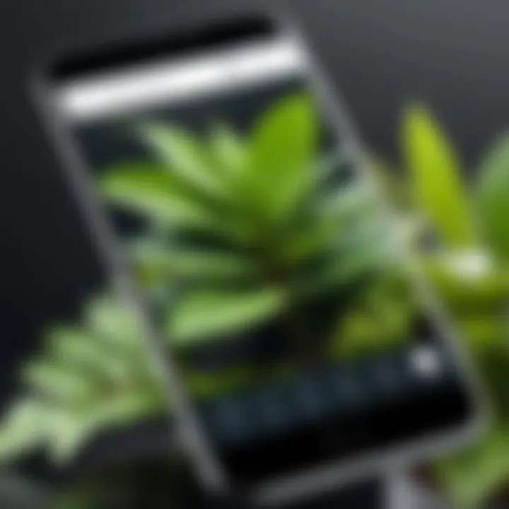 A close-up of a smartphone displaying a plant identification result with detailed information.