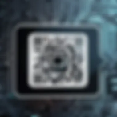 A close-up of a QR code with a scanner overlay