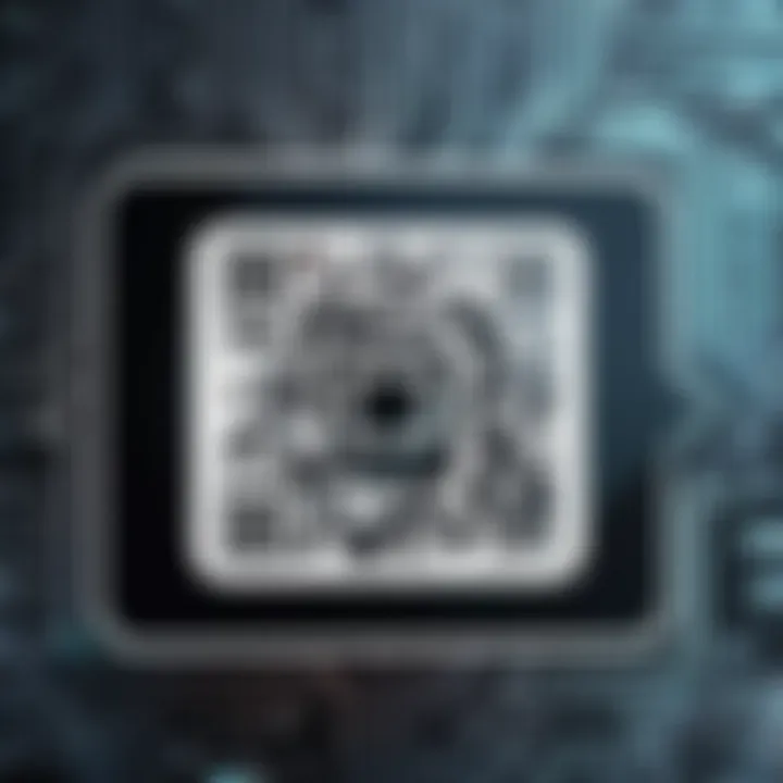 A close-up of a QR code with a scanner overlay