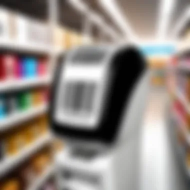 Retail Barcode Scanning A barcode being scanned in a retail environment