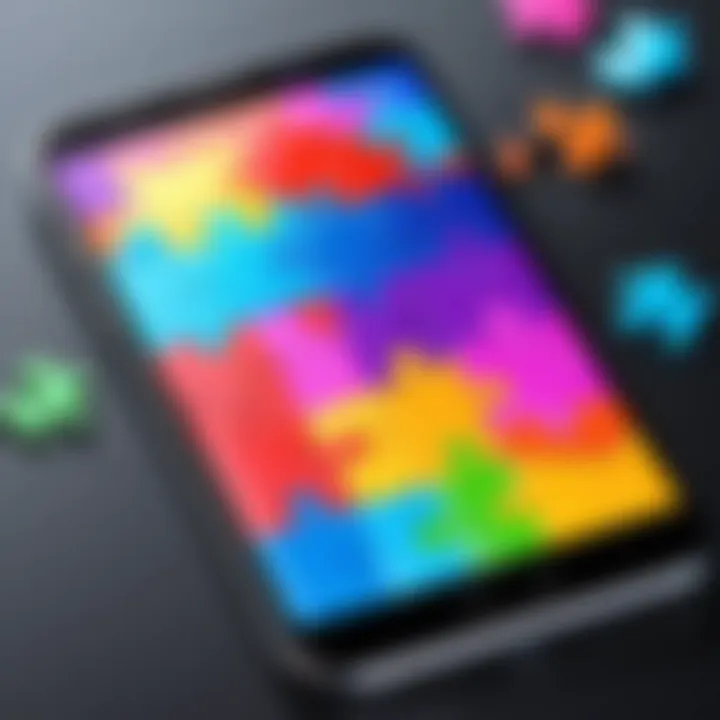 Close-up of colorful puzzle game interface on a smartphone