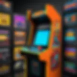 Classic arcade cabinet showcasing iconic retro games