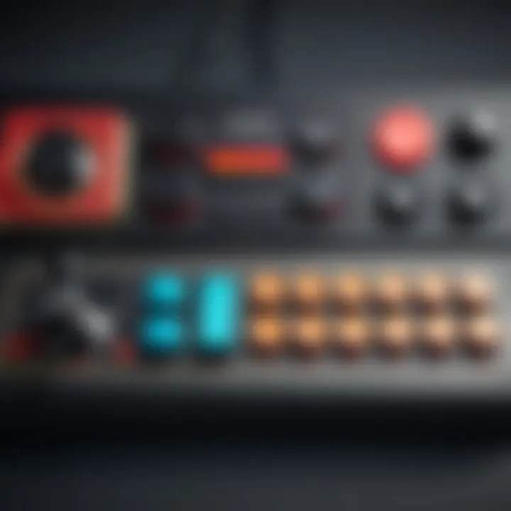 Close-up of vintage gaming controls and buttons