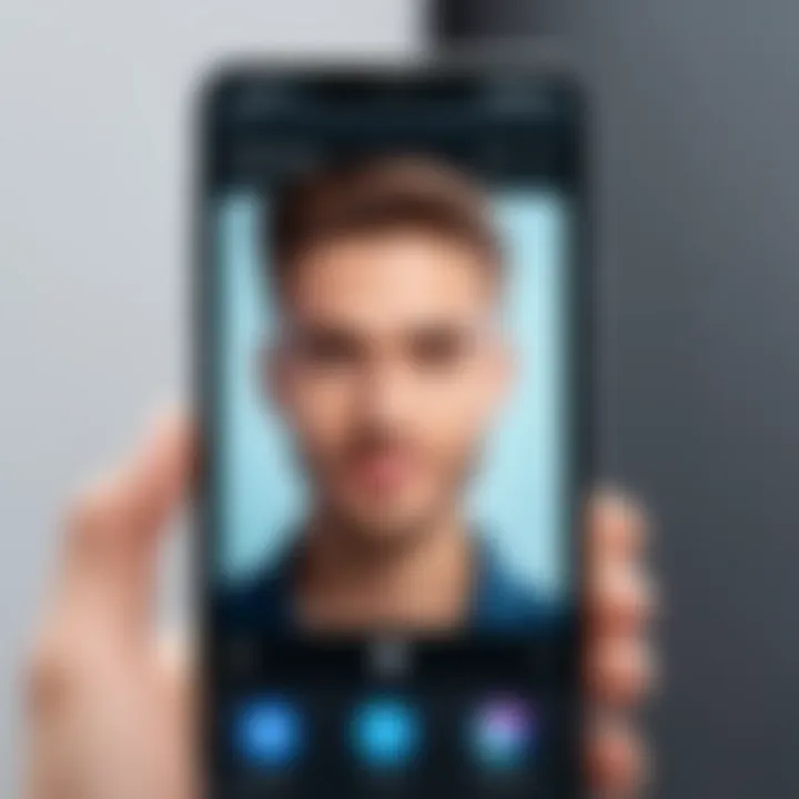 An Android device displaying a popular selfie app with advanced editing tools