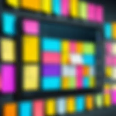 Digital Sticky Notes Interface A vibrant digital sticky notes interface showcasing various colors and organization options.