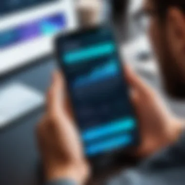 Engaging User Experience with Coding Apps User interacting with a coding application on iPhone