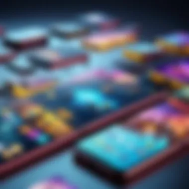 Diverse Mobile Gaming Experience A vibrant scene showcasing diverse mobile games on various devices