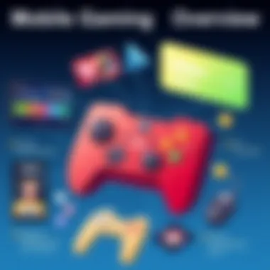 Mobile Gaming Trends Overview An eye-catching infographic displaying current trends in mobile gaming, including emerging genres and user preferences.