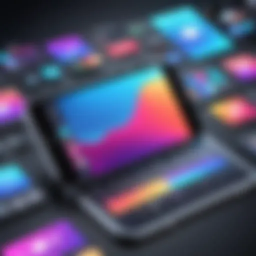 A vibrant montage showcasing various video editing tools on iPhone