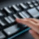 A close-up of a keyboard showcasing the importance of finger placement for typing proficiency.