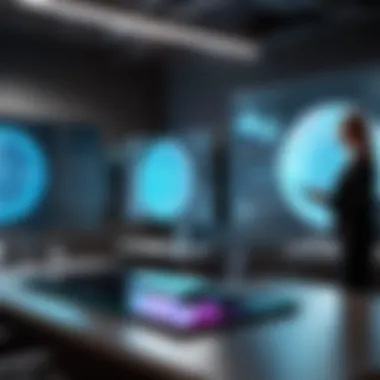 Interactive Holography in Professional Settings An interactive demonstration of holographic displays in a modern office environment.