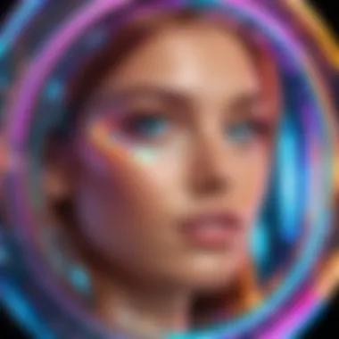 Vibrant Details of Holographic Technology A close-up view of a looking glass portrait holographic display showcasing vibrant colors and intricate details.