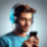 User enjoying music on a smartphone