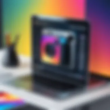 Visual Storytelling with Instagram Filters A creative workspace with visual storytelling elements and Instagram filters displayed