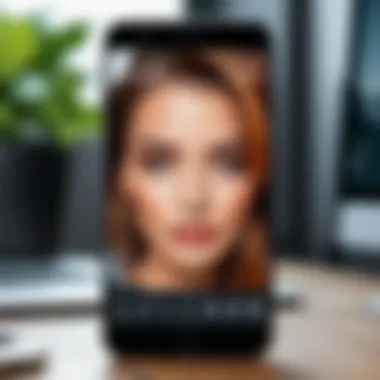 Mobile Screen of Free Photo Editing Application Screenshot of a mobile device displaying a free photo editing app in use