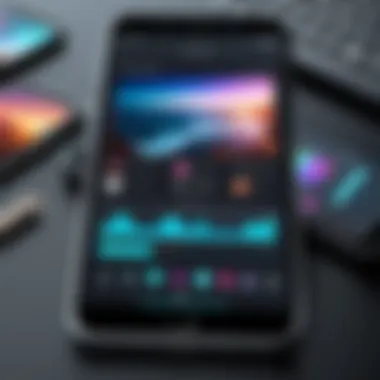 Interface of a Cutting-Edge Video Editing Application A modern smartphone displaying a video editing app interface