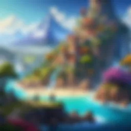 A vibrant scene from a popular Facebook RPG featuring colorful characters and fantasy landscapes