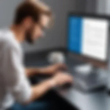 Selecting Features in Word Processing Software Illustration depicting a user selecting features in a free word processor