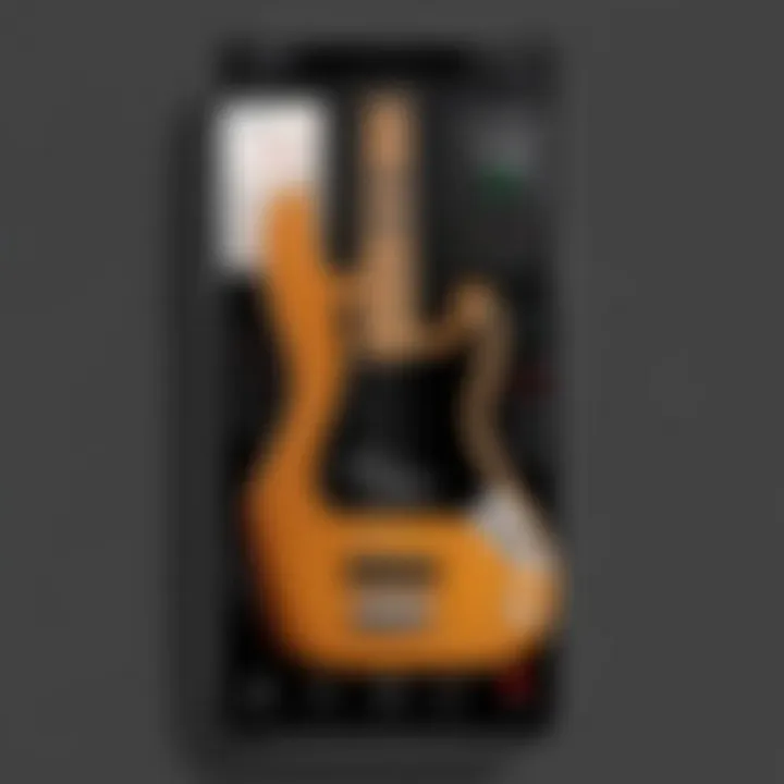 Feature highlights of the Fender Bass Tuner app demonstrating its precision