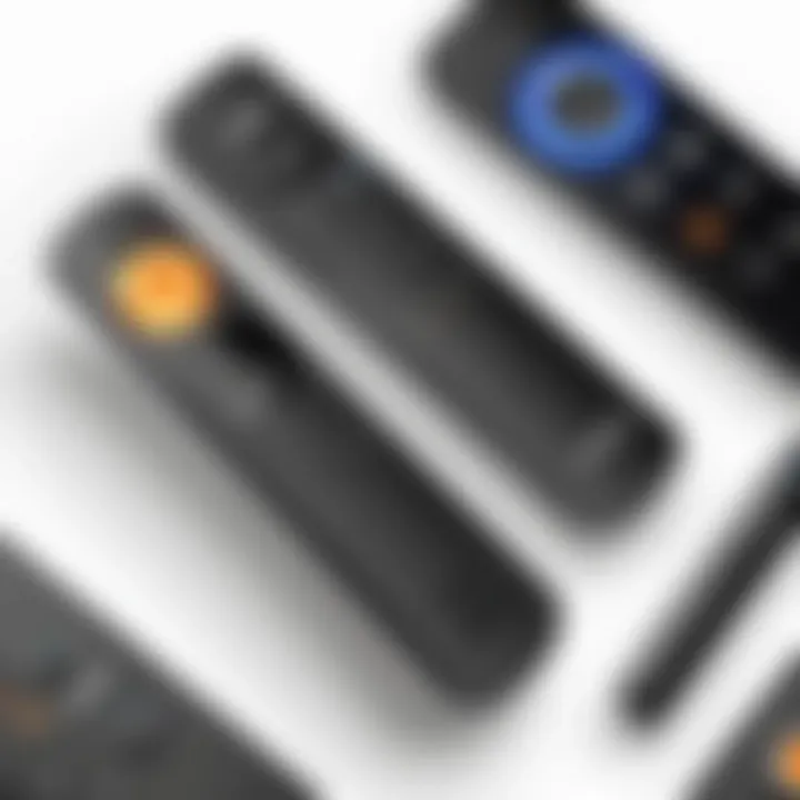 Fire TV Stick Lite remote alongside other streaming remotes