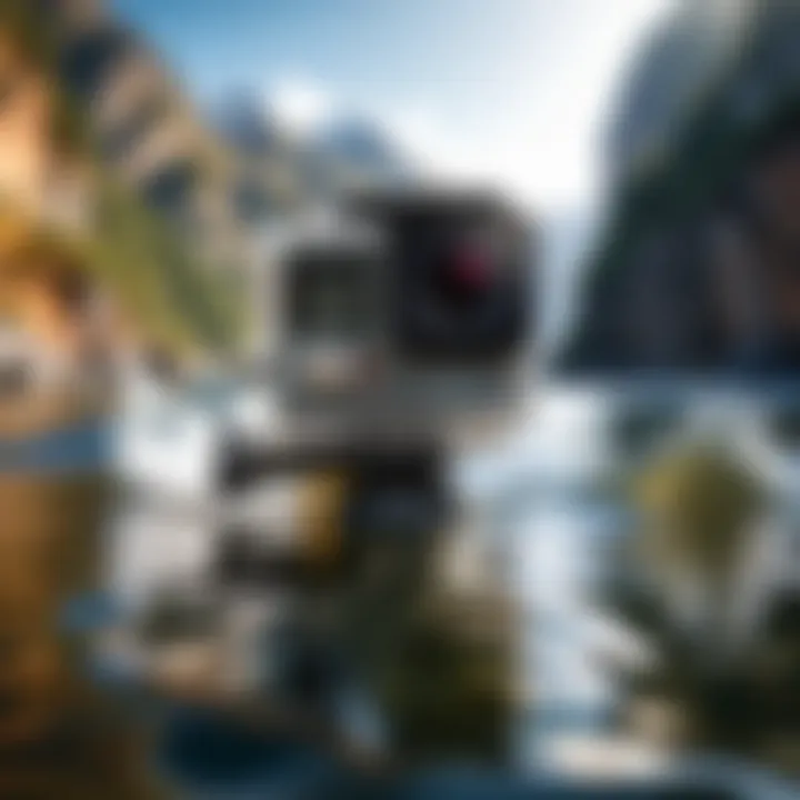 Dynamic shot of adventure sports being filmed with GoPro