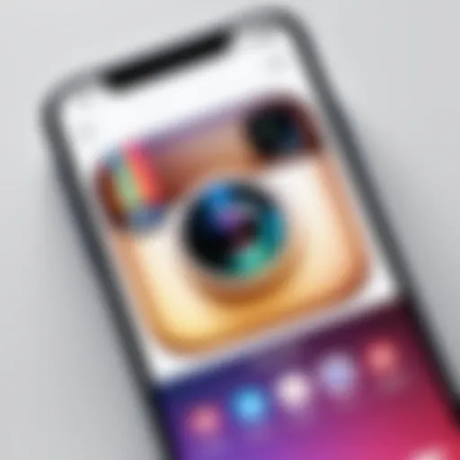 Illustration of an iPhone displaying the Instagram app