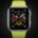 Apple Watch displaying various vibrant watch faces