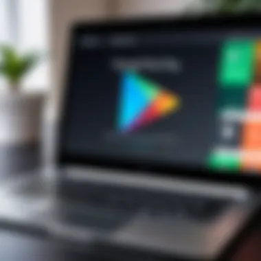 Google Play Store on Laptop Laptop displaying the Google Play Store interface