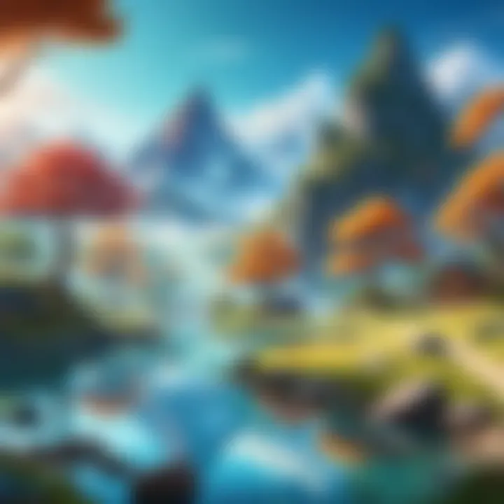 Vibrant animated scene showcasing a fantasy landscape