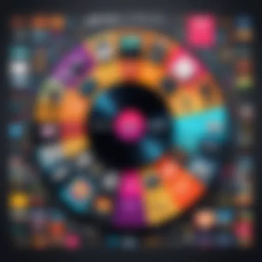 A vibrant playlist on a digital platform showcasing diverse genres.