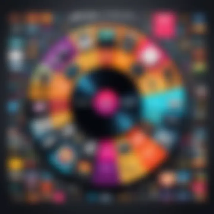 A vibrant playlist on a digital platform showcasing diverse genres.