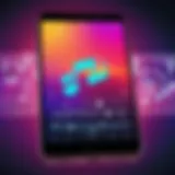 A vibrant Instagram Story featuring music notes and colorful visuals