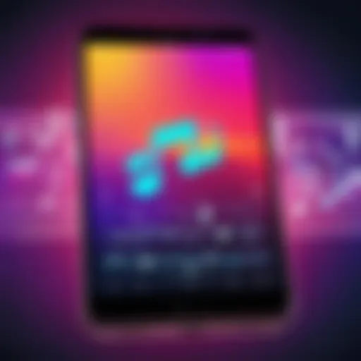 A vibrant Instagram Story featuring music notes and colorful visuals