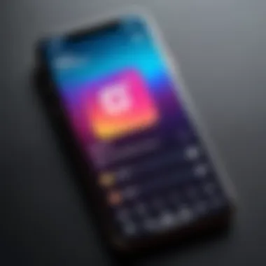 A smartphone displaying the Instagram Stories interface with music options.