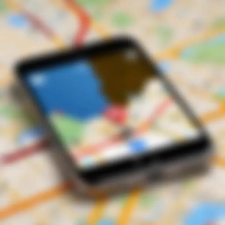 Map displaying location pin for lost iPhone tracking