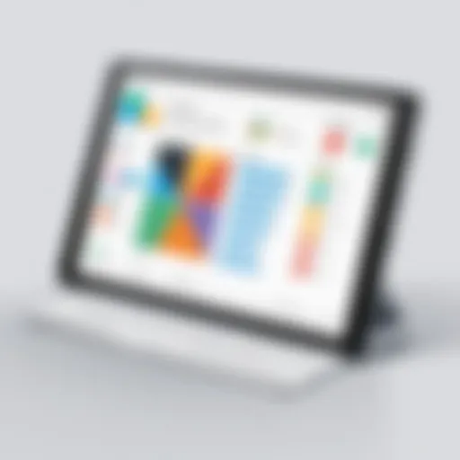 Tablet displaying productivity apps