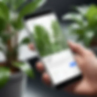 Google Lens Interface for Plant Identification A smartphone displaying the Google Lens interface for plant identification