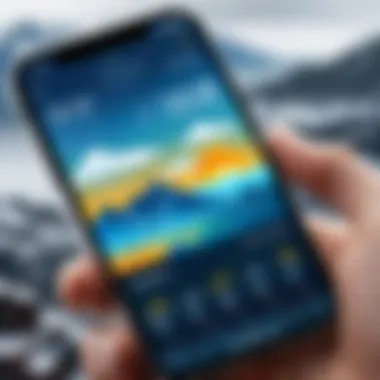 User Experience with a Weather App User interacting with a weather app on an iPhone