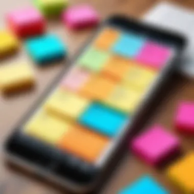 Colorful digital sticky notes on a smartphone screen